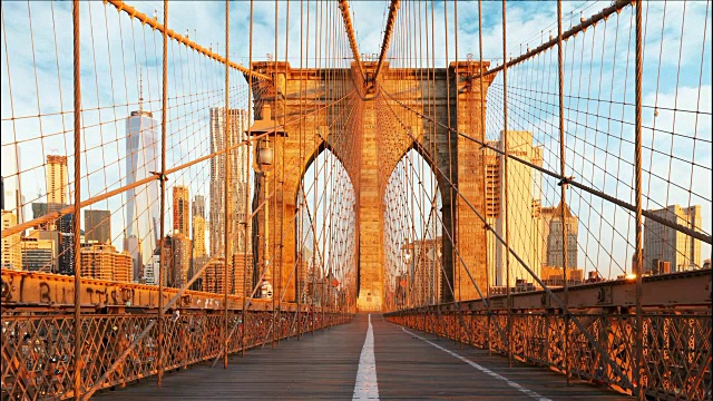 纽约，布鲁克林大桥，曼哈顿，美国-时间流逝视频素材