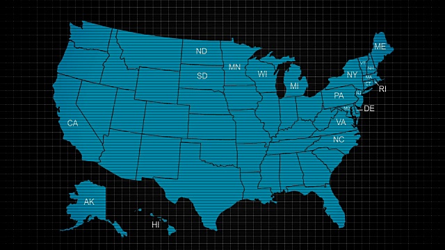 在数字显示器上显示所有州的首字母视频素材