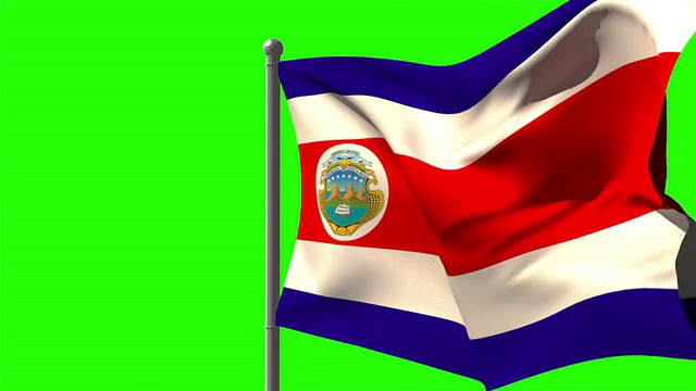 旗杆上飘扬的哥斯达黎加国旗视频下载