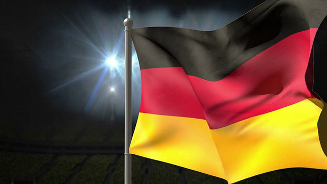 德国国旗在旗杆上飘扬视频素材