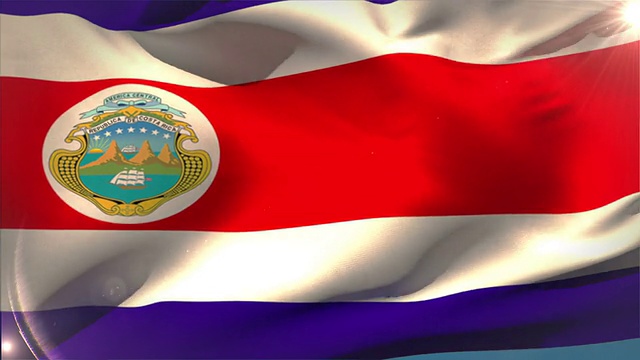 巨大的哥斯达黎加国旗飘扬视频下载