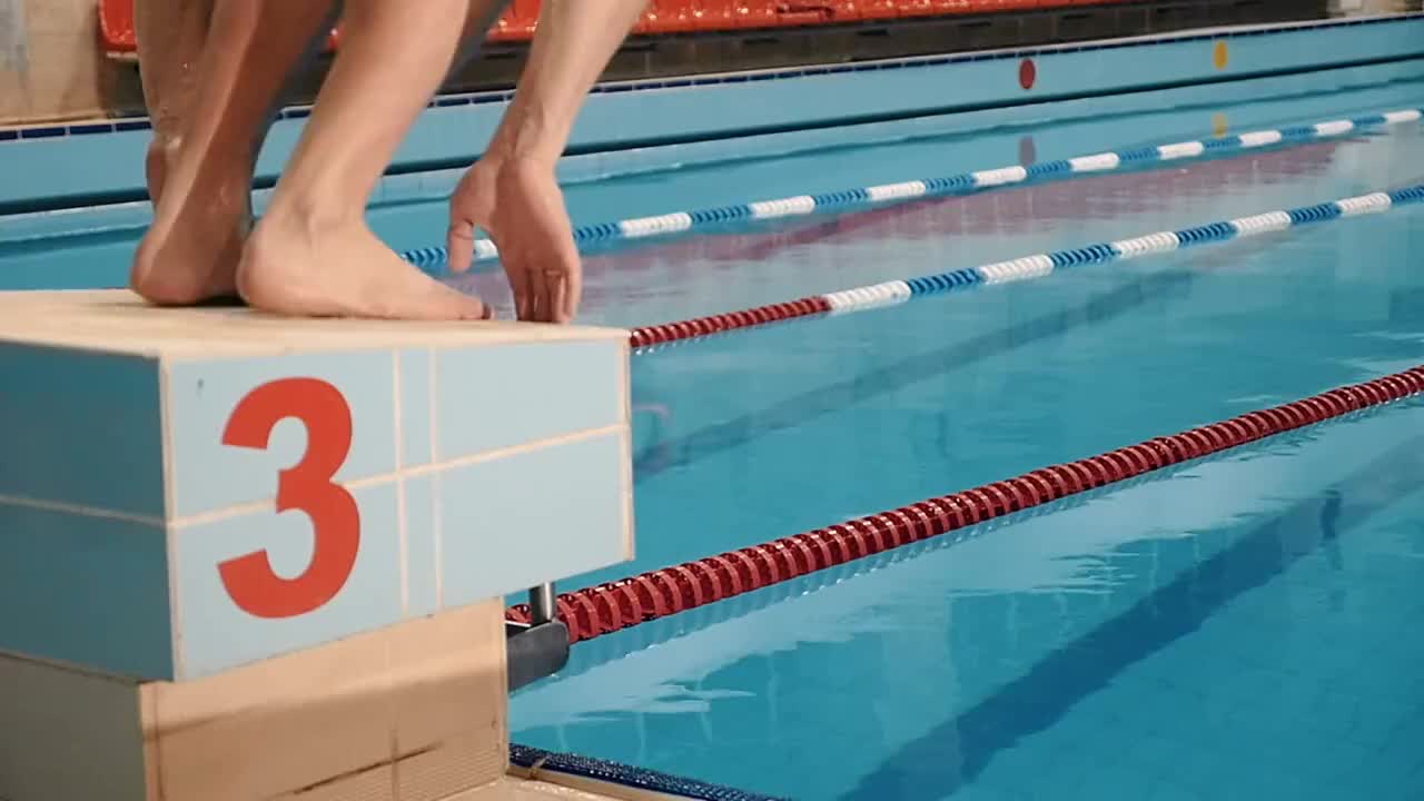 游泳池里的男游泳运动员视频购买