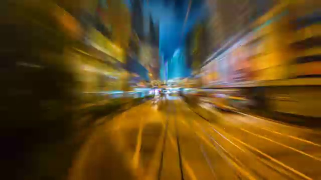 时间流逝电车快速运动在香港城市(向前，循环)视频素材