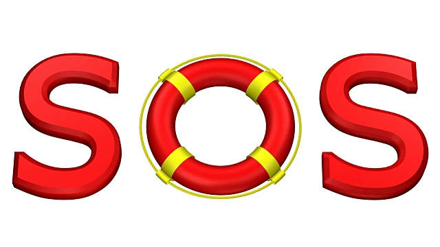 概念:单词SOS与转向救生圈。3 d渲染。视频下载