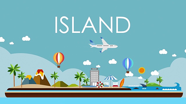 世界地图，岛屿旅行。海滩旅游，插图动画，度假。视频素材