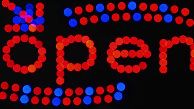 LED开放横幅在红色和蓝色视频下载