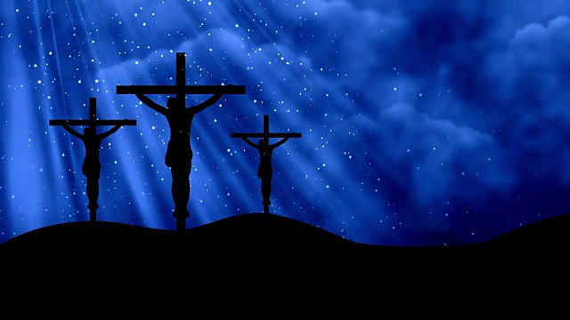 基督在三个十字架上的蓝色崇拜循环背景视频下载