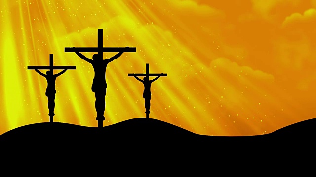 基督在三个十字架上黄色崇拜循环背景视频下载