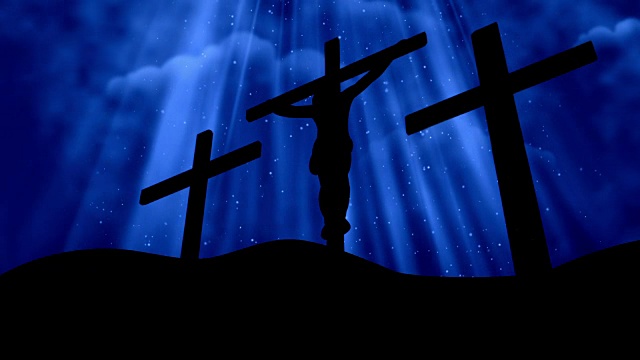 3十字架基督崇拜蓝色循环背景视频下载