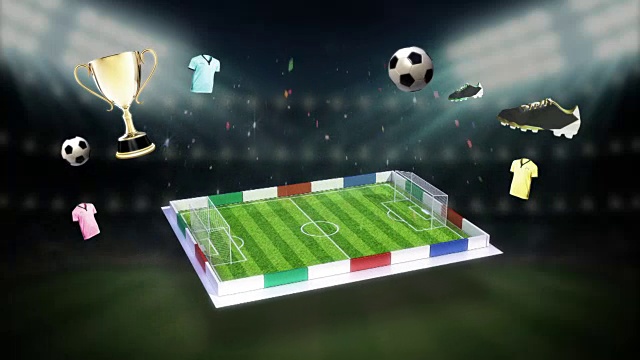 足球图标，足球场，动画(包括alpha)视频素材