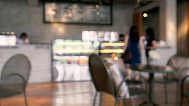 模糊的背景，咖啡店用散景模糊背景视频素材