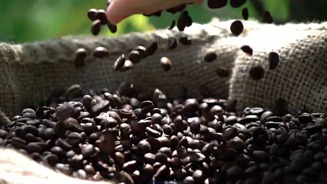 抓咖啡豆的视频- 1080p慢速250fps视频素材
