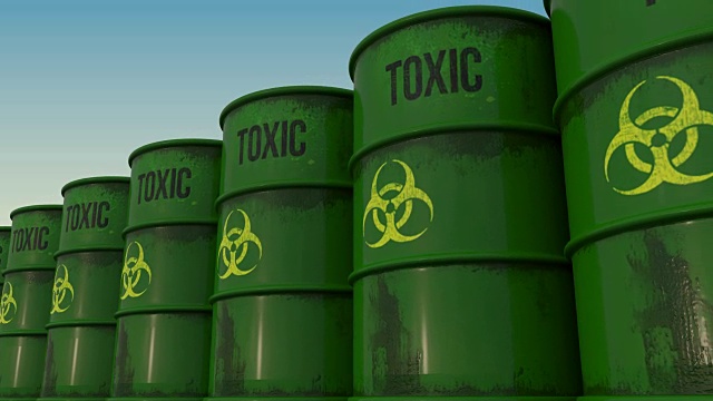 有生物危害成分的绿色桶。全高清无缝循环动画，ProRes视频下载