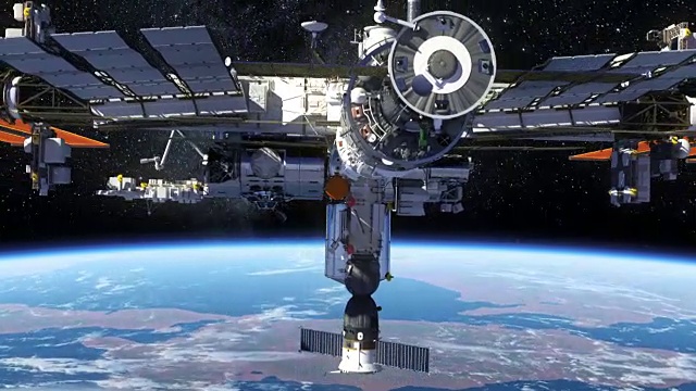 绕地球运行的国际空间站视频素材