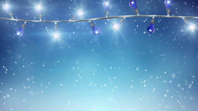 闪烁的圣诞灯和雪花循环的背景视频素材