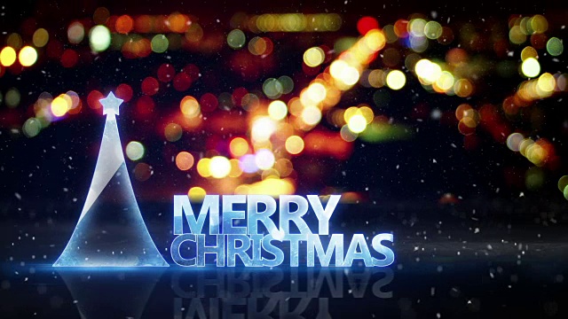 圣诞快乐短信与城散景灯环行视频素材