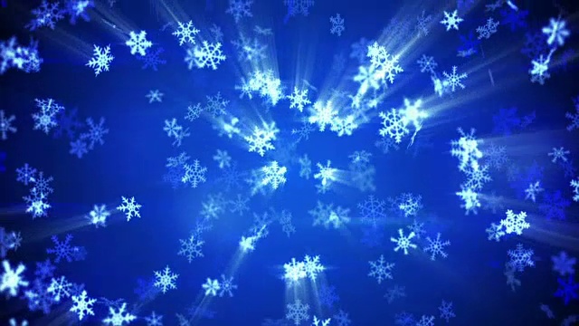 发光的雪花无缝循环冬天的背景视频素材