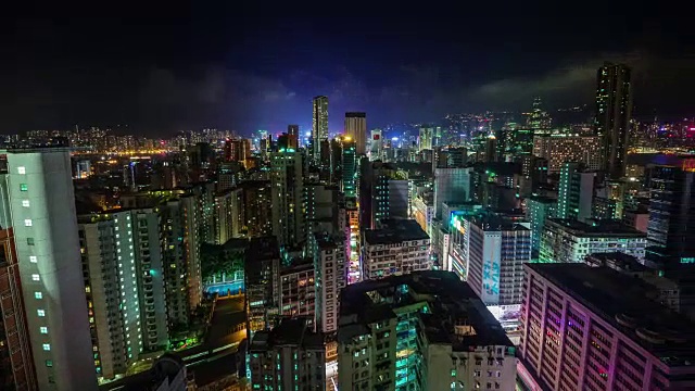 中国夜光香港城市屋顶全景4k时间推移视频素材