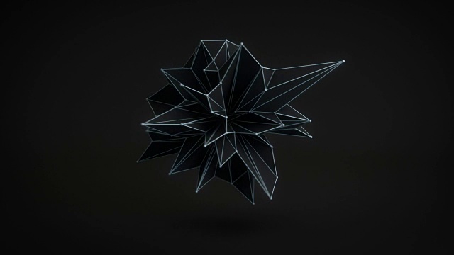 抽象黑色形状旋转3D渲染。循环视频素材