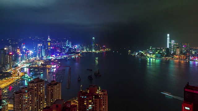 中国湾高光夜香港全景4k时间推移视频素材