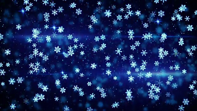 蓝色发光的圣诞雪花循环视频素材