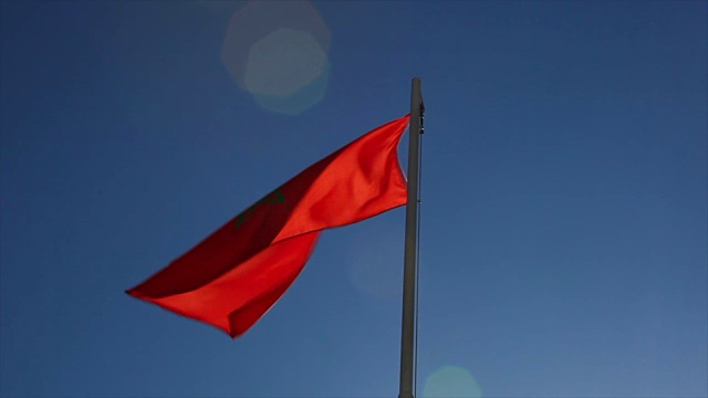 旗杆上悬挂摩洛哥国旗视频下载