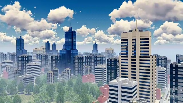 白天大城市的摩天大楼全景视频素材