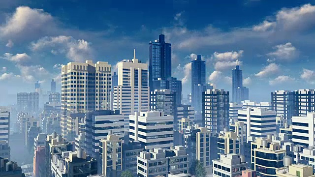 抽象的大城市摩天大楼在白天的时间流逝视频素材