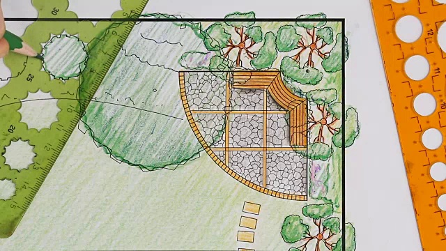 景观设计师为别墅设计后院平面图视频下载