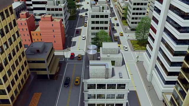 卡通城市街道交通鸟瞰图视频素材