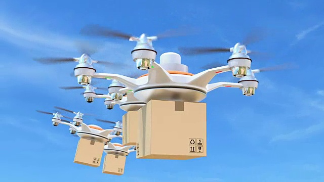 运送无人机在空中飞行视频素材