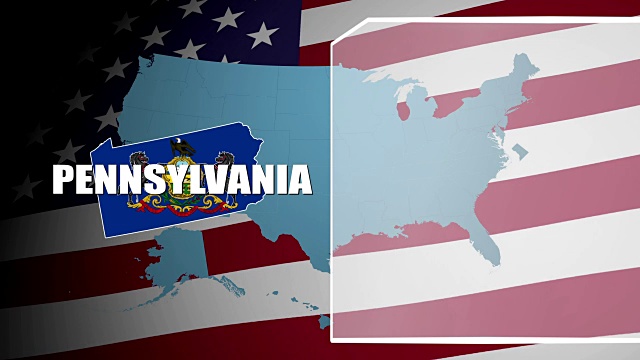 宾夕法尼亚州反击旗和信息面板视频素材