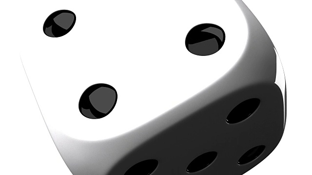 白色的骰子在白色的背景视频素材
