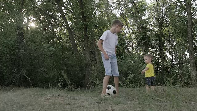 小男孩在公园里玩球视频素材