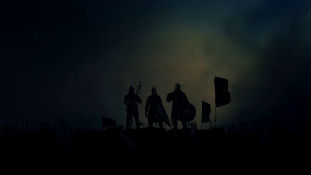 中世纪的胜利之夜，他们的军队在暴风雨下获得了疯狂的掌声视频素材