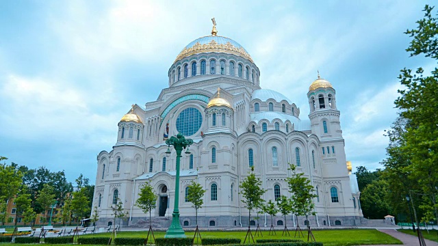 Kronstadt海军大教堂的圣尼古拉斯。圣彼得堡。俄罗斯。间隔拍摄视频下载