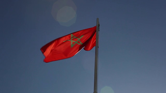 旗杆上悬挂摩洛哥国旗视频下载