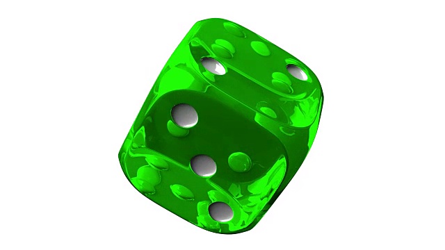 白色背景上的绿色骰子视频素材