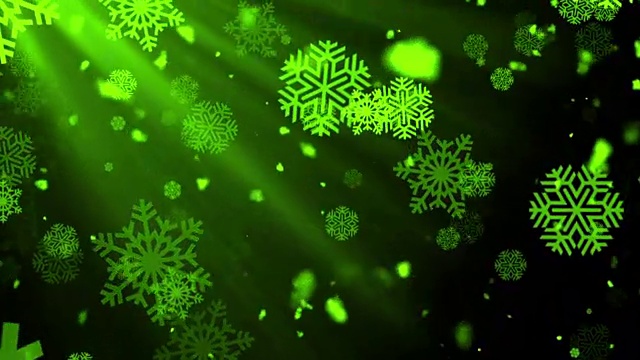 圣诞冬季雪花飘落绿色可循环背景视频下载