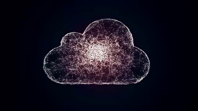 云计算符号从混沌缓慢移动的连接点、云技术、云存储、物联网视频素材
