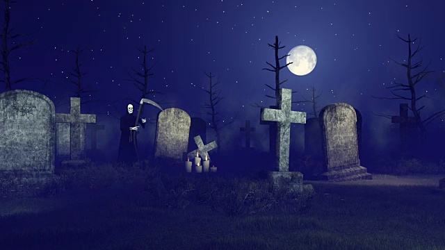 可怕的夜墓地里的死神视频下载