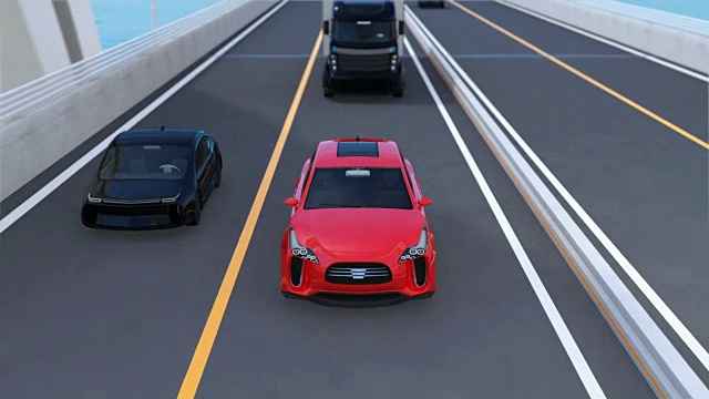 桥上的自动驾驶汽车视频素材