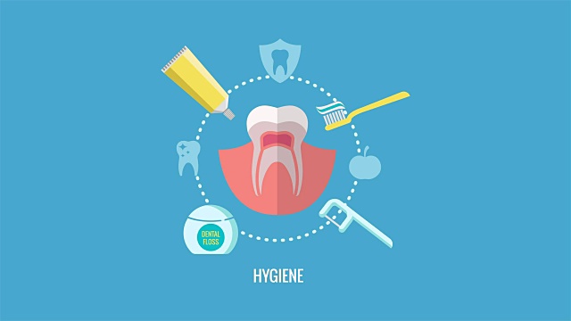 口腔卫生和牙齿护理标签动画视频下载