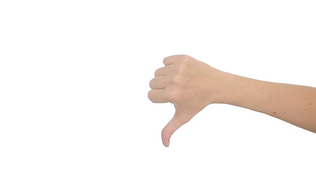手孤立在白色背景。手势视频素材