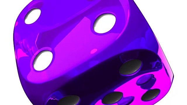 紫色骰子在白色的背景视频素材