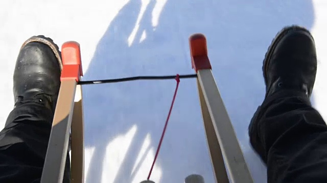 滑雪橇在冬季景观波夫视频下载