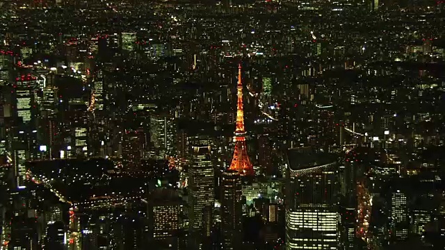 日本东京市区的空中夜景视频素材
