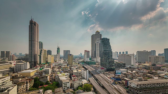 泰国曼谷晴天交通道路屋顶全景4k时间推移视频素材