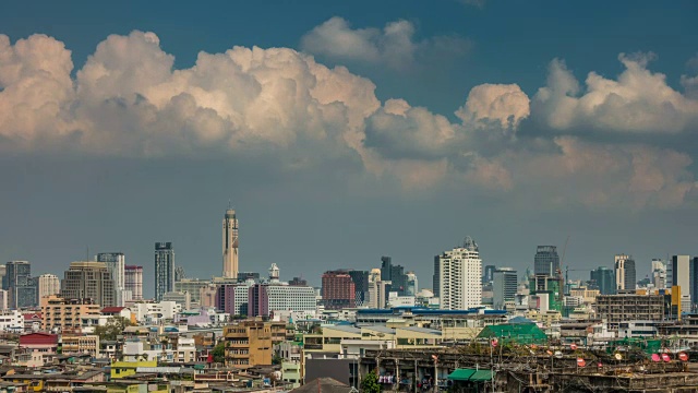 泰国晴朗的天空曼谷城市景观全景4k时间推移视频素材
