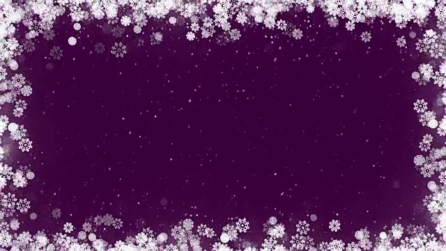 圣诞贺卡框架与雪花在紫色的背景。视频素材